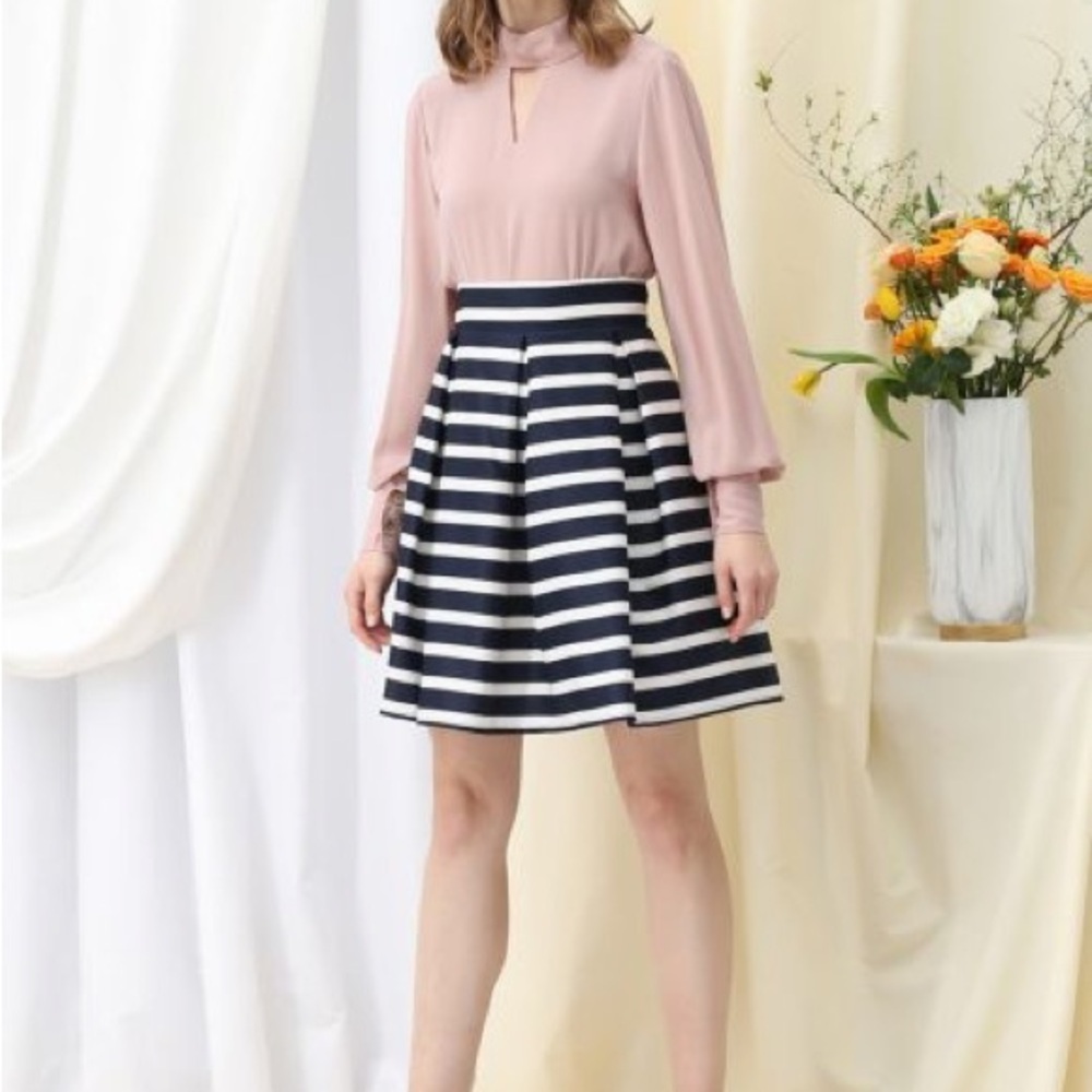 Chicwish Black & White Striped Circle Skirt - Picture 6 of 11